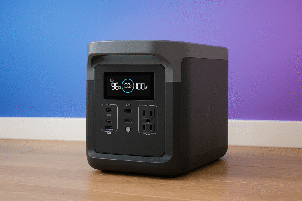 Portable power station used for home backup electricity, solar charging and emergency power – modern high-capacity portable power station in 2025.